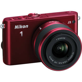  Nikon 1 J3 Mirrorless Digital Camera with 10-30mm Lens (Red) 