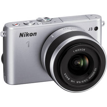  Nikon 1 J3 Mirrorless Digital Camera with 10-30mm Lens (Silver) 
