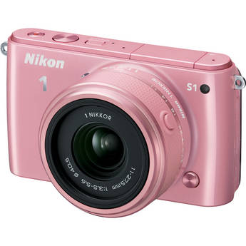  Nikon 1 S1 Mirrorless Digital Camera with 11-27.5mm Lens (Pink) 