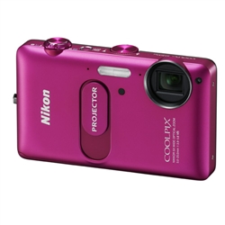 Nikon CoolPix S1200pj Digital Camera - Pink