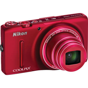  Nikon COOLPIX S9500 Digital Camera (Red) 