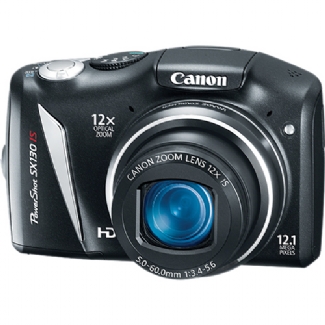 Canon Powershot SX130 IS, 12.1 Megapixel, 12x Optical Zoom, 720p HD Video, Digital Camera (Black)