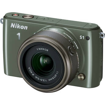  Nikon 1 S1 Mirrorless Digital Camera with 11-27.5mm Lens (Khaki) 